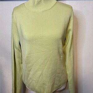 Lime Green Silk Mock Neck Sweater